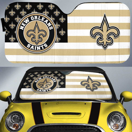 New Orleans Saints Car Sunshade Custom US Flag Style - Gearcarcover - 1