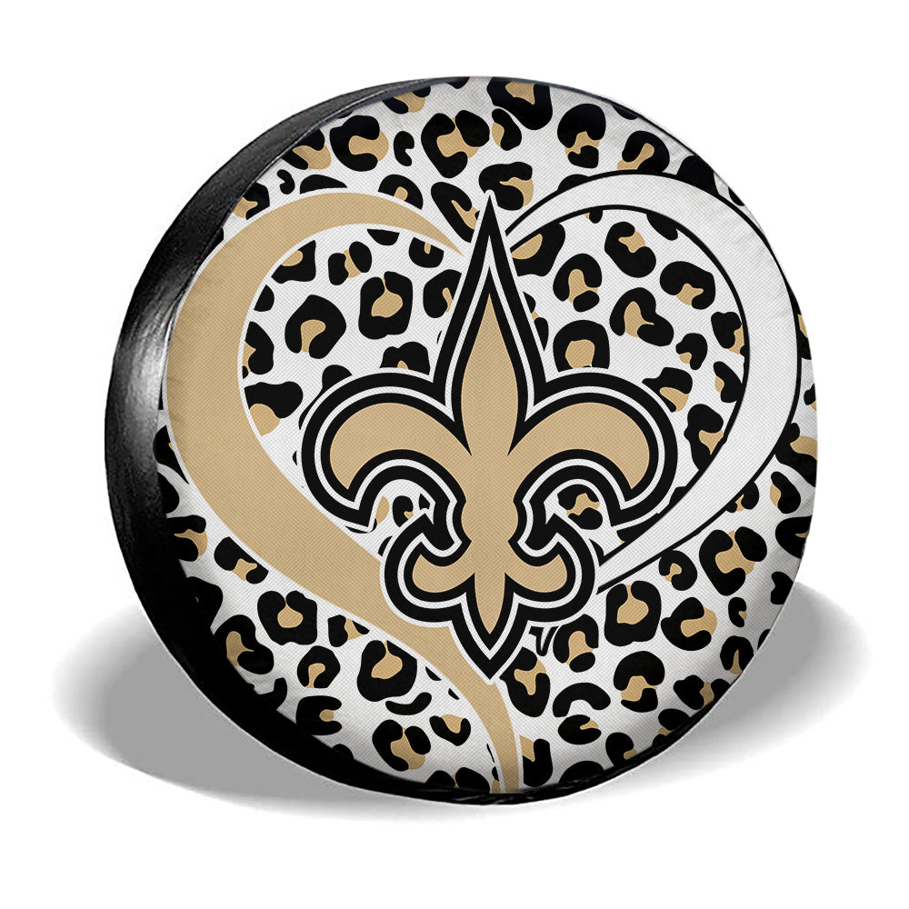 New Orleans Saints Spare Tire Cover Custom Leopard Heart For Fans - Gearcarcover - 3