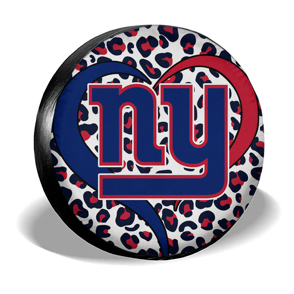 New York Giants Spare Tire Cover Custom Leopard Heart For Fans - Gearcarcover - 3