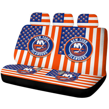 New York Islanders Car Back Seat Cover Custom US Flag Style - Gearcarcover - 1