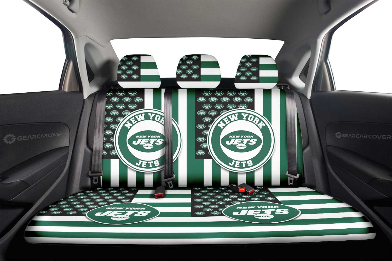 New York Jets Car Back Seat Cover Custom US Flag Style - Gearcarcover - 2
