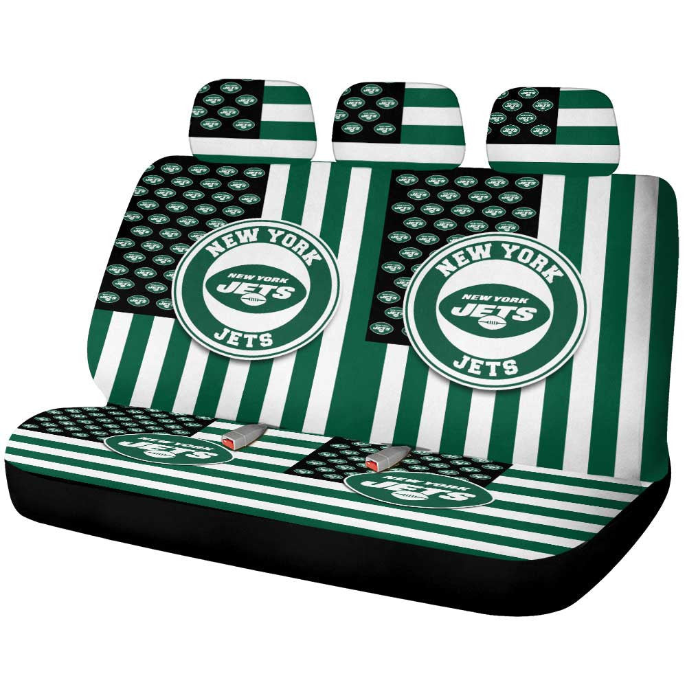New York Jets Car Back Seat Cover Custom US Flag Style - Gearcarcover - 1