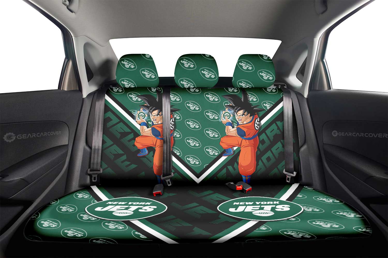 New York Jets Car Back Seat Covers Custom Car Accessories For Fans - Gearcarcover - 2