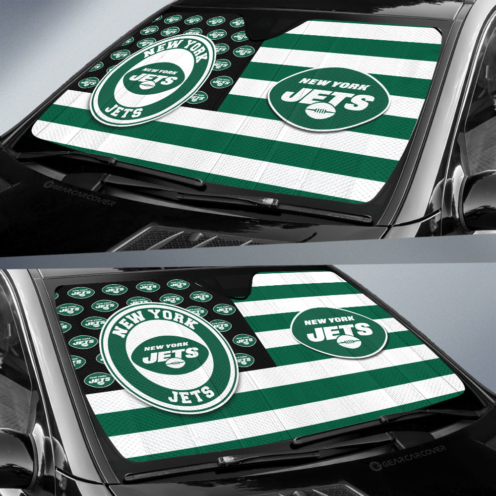 New York Jets Car Sunshade Custom US Flag Style - Gearcarcover - 2