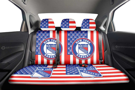 New York Rangers Car Back Seat Cover Custom US Flag Style - Gearcarcover - 2