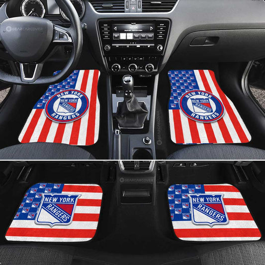 New York Rangers Car Floor Mats Custom US Flag Style - Gearcarcover - 2