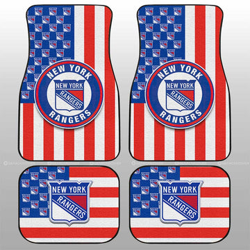 New York Rangers Car Floor Mats Custom US Flag Style - Gearcarcover - 1