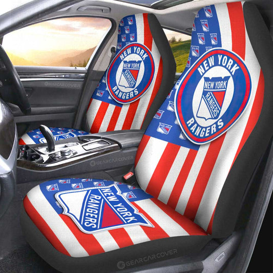 New York Rangers Car Seat Covers Custom US Flag Style - Gearcarcover - 2
