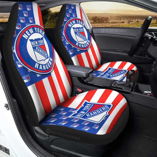 New York Rangers Car Seat Covers Custom US Flag Style - Gearcarcover - 1
