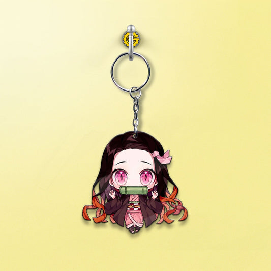 Nezuko Kamado Keychain Custom Demon Slayer Anime Car Accessories - Gearcarcover - 2