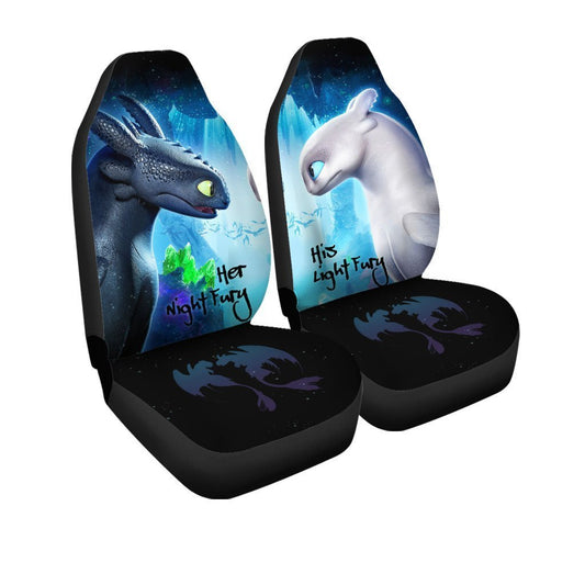 Night Fury and Light Fury Car Seat Covers Custom Couple Car Accessories - Gearcarcover - 2