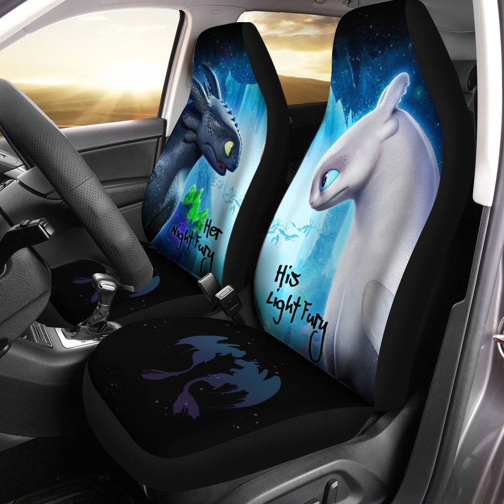 Night Fury and Light Fury Car Seat Covers Custom Couple Car Accessories - Gearcarcover - 3