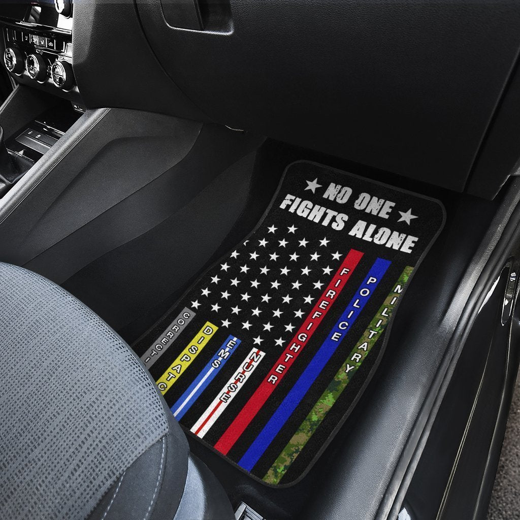 No One Fights Alone Car Floor Mats Custom Patriotic US Car Accessories - Gearcarcover - 3
