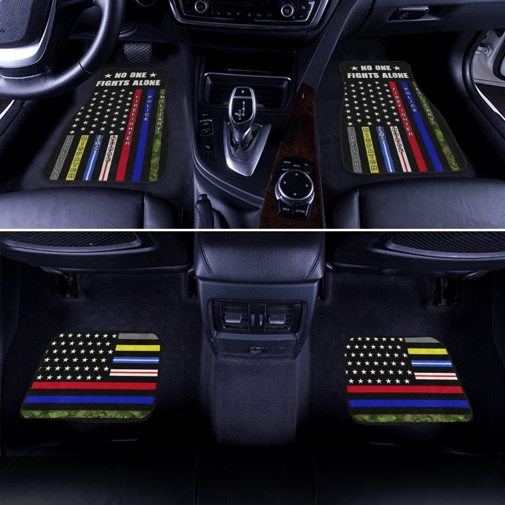No One Fights Alone Car Floor Mats Custom Patriotic US Car Accessories - Gearcarcover - 1