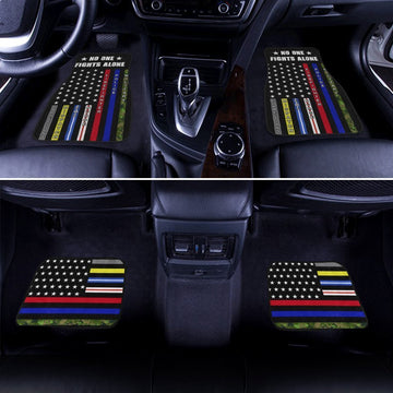 No One Fights Alone Car Floor Mats Custom Patriotic US Car Accessories - Gearcarcover - 1