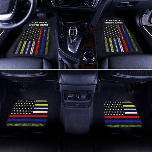 No One Fights Alone Car Floor Mats Custom Patriotic US Car Accessories - Gearcarcover - 1