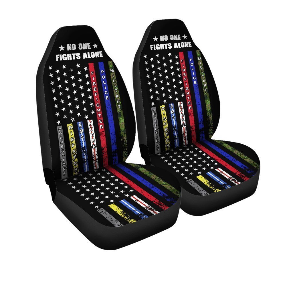No One Fights Alone Car Seat Covers Custom American Flag Car Accessories - Gearcarcover - 3