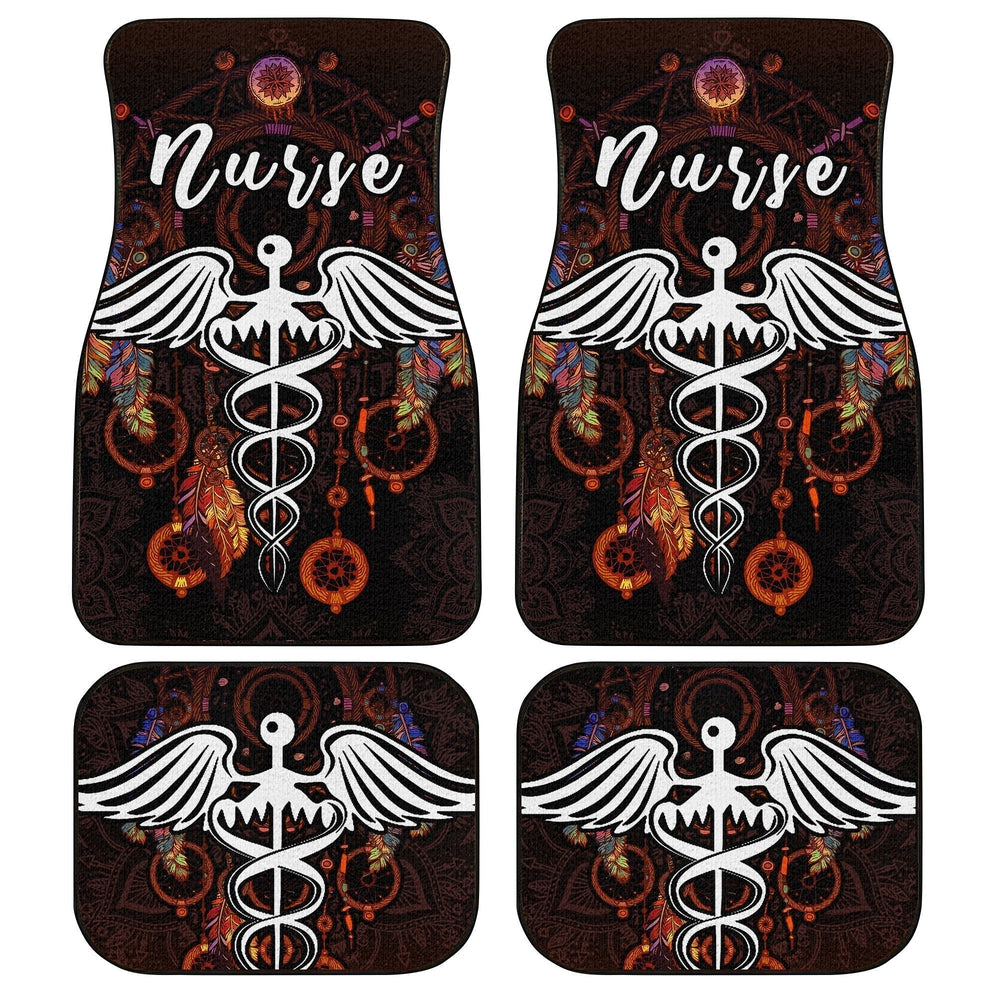 Nurse Car Floor Mats Custom Mandala Dreamcatcher Meaningful For Nurse Car Accessories - Gearcarcover - 1