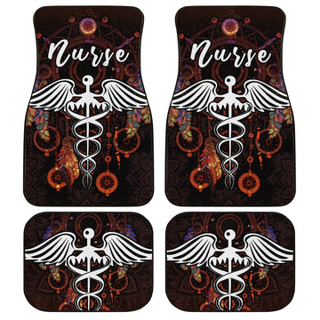 Nurse Car Floor Mats Custom Mandala Dreamcatcher Meaningful For Nurse Car Accessories - Gearcarcover - 1