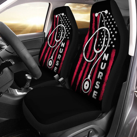 Nurse Car Seat Covers Custom American Flag Car Accessories Gift Idea - Gearcarcover - 1