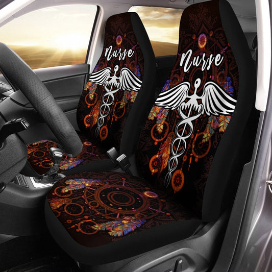 Nurse Car Seat Covers Custom Mandala Dreamcatcher Meaningful For Nurse Car Accessories - Gearcarcover - 1