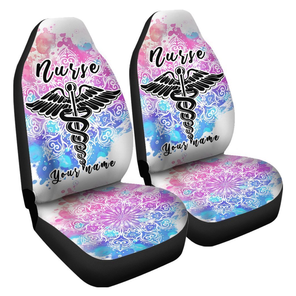 Nurse Car Seat Covers Custom Name Nurse Mandala Car Accessories - Gearcarcover - 3