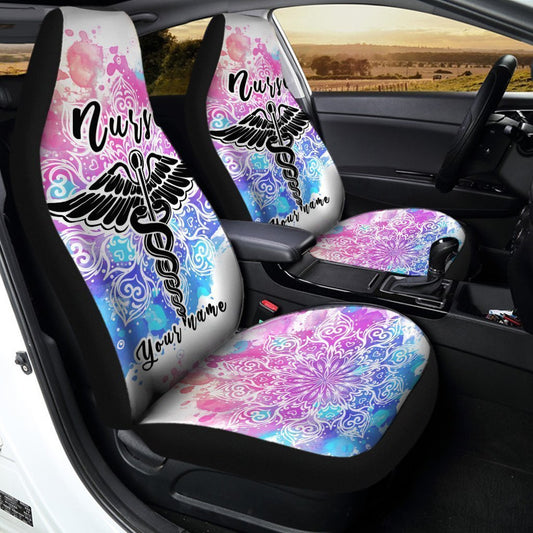 Nurse Car Seat Covers Custom Name Nurse Mandala Car Accessories - Gearcarcover - 2