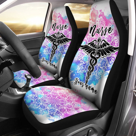 Nurse Car Seat Covers Custom Name Nurse Mandala Car Accessories - Gearcarcover - 1