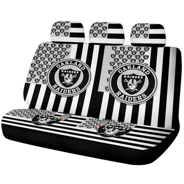 Oakland Raiders Car Back Seat Cover Custom US Flag Style - Gearcarcover - 1