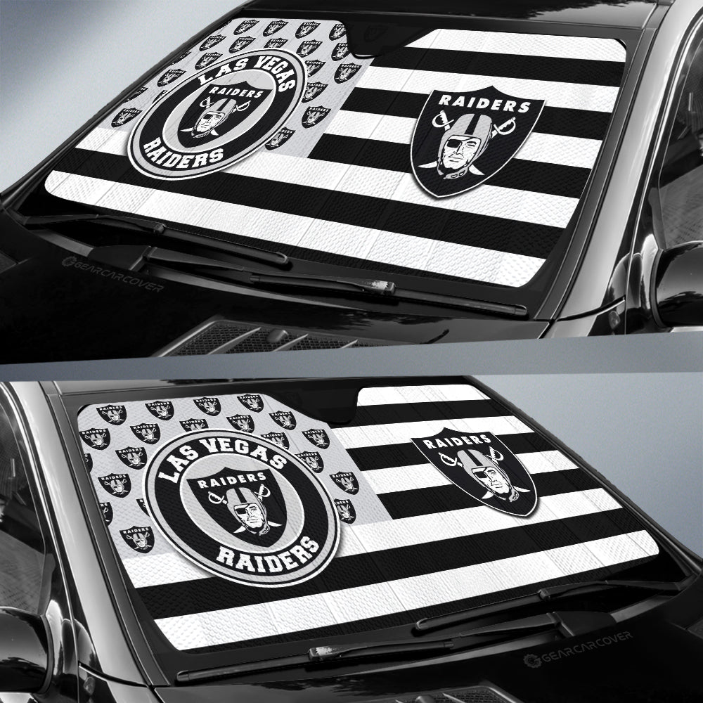 Oakland Raiders Car Sunshade Custom US Flag Style - Gearcarcover - 2