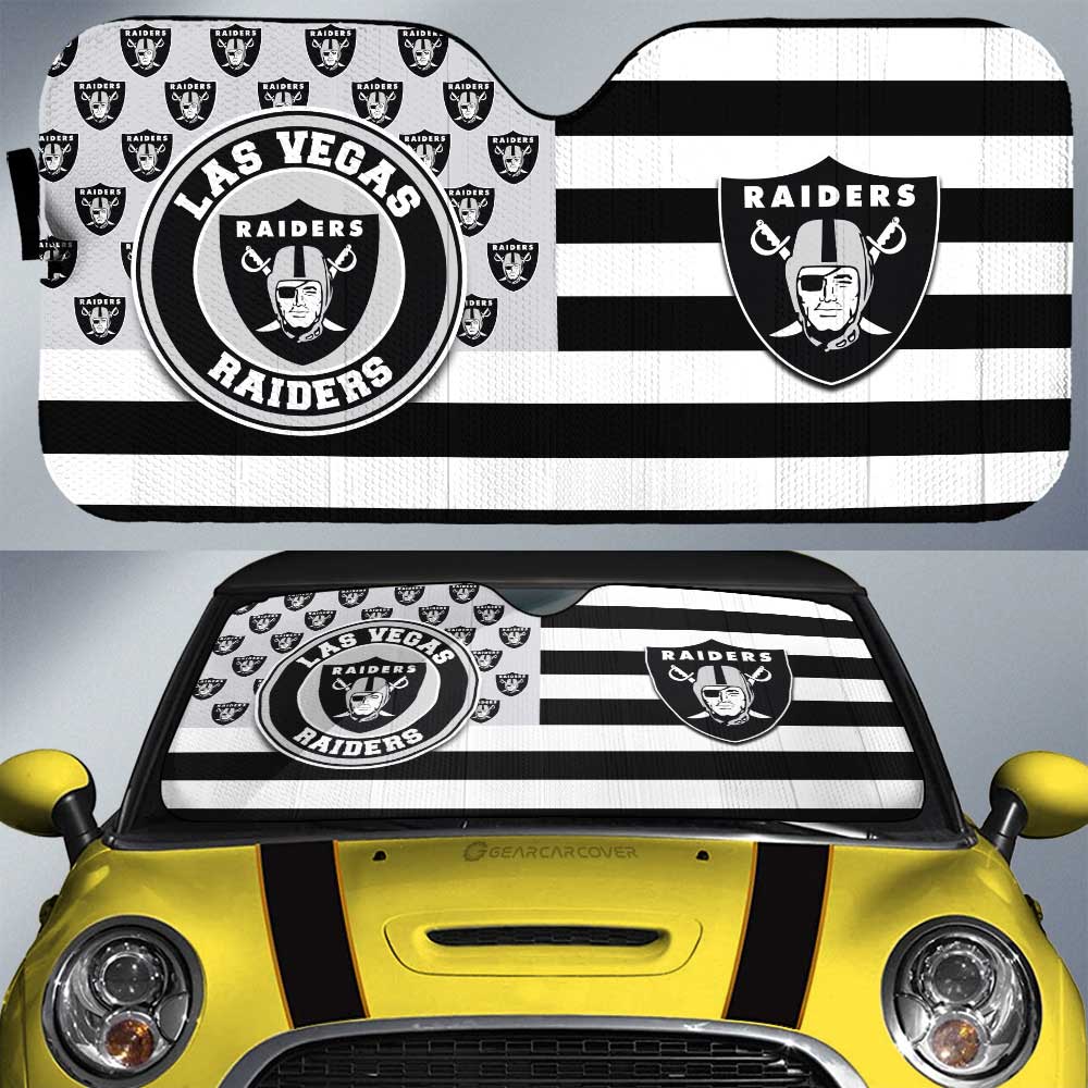 Oakland Raiders Car Sunshade Custom US Flag Style - Gearcarcover - 1