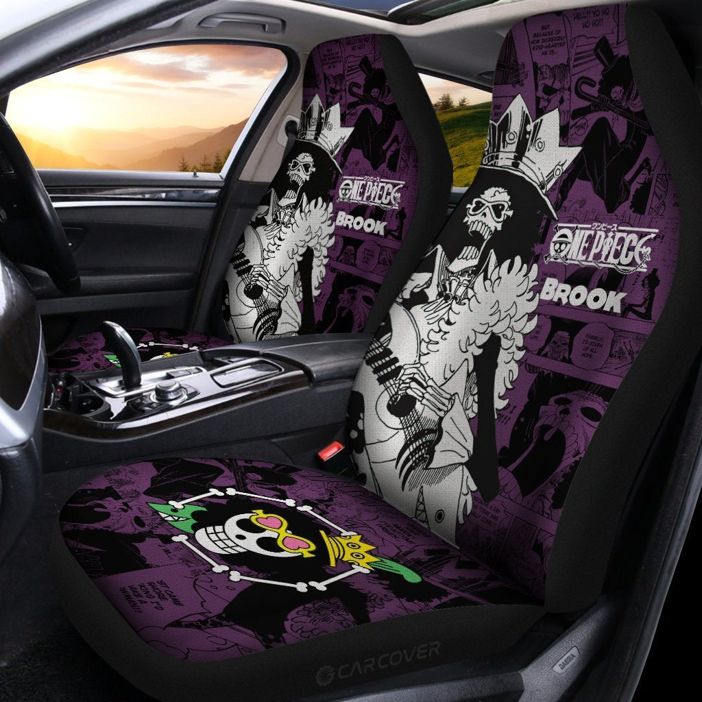 One Piece Brook Car Seat Covers Custom Anime Mix Manga Car Interior Accessories - Gearcarcover - 2