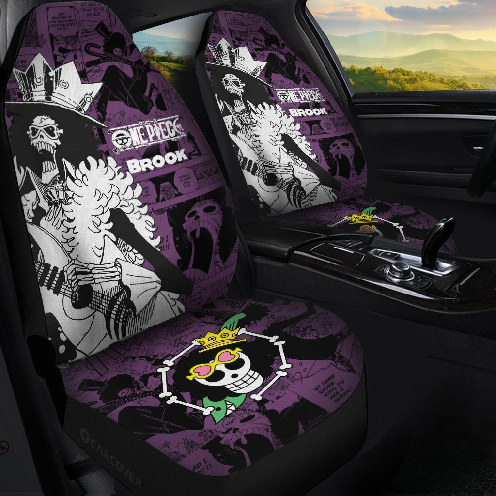 One Piece Brook Car Seat Covers Custom Anime Mix Manga Car Interior Accessories - Gearcarcover - 1