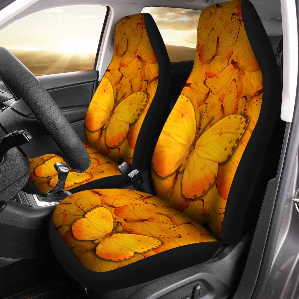Orange Butterfly Car Seat Covers Custom Butterfly Car Accessories - Gearcarcover - 1