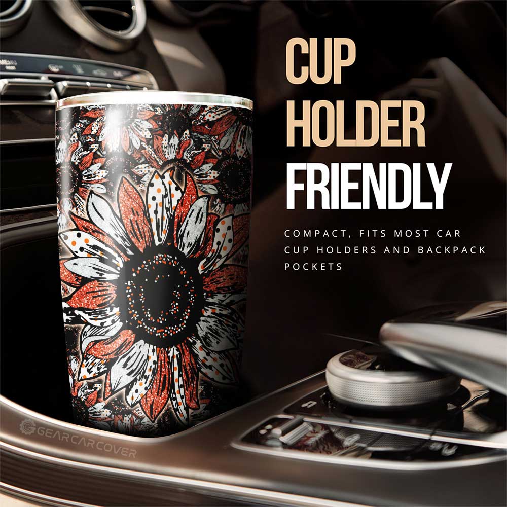 Orange Sunflower Tumbler Cup Custom Car Decoration - Gearcarcover - 2