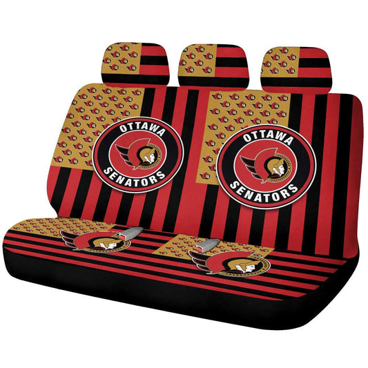 Ottawa Senators Car Back Seat Cover Custom US Flag Style - Gearcarcover - 1
