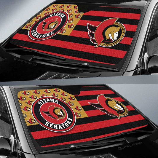 Ottawa Senators Car Sunshade Custom US Flag Style - Gearcarcover - 2