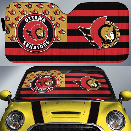 Ottawa Senators Car Sunshade Custom US Flag Style - Gearcarcover - 1