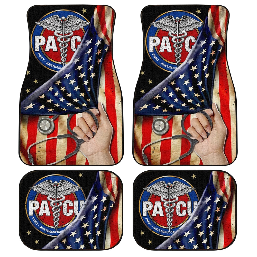 PACU Nurse Car Floor Mats Custom American Flag Car Accessories For PACU Nurse - Gearcarcover - 1