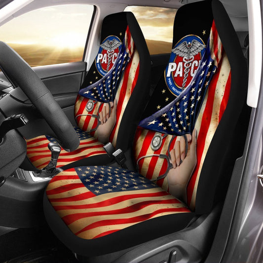 PACU Nurse Car Seat Covers Custom American Flag Car Accessories For PACU Nurse - Gearcarcover - 1