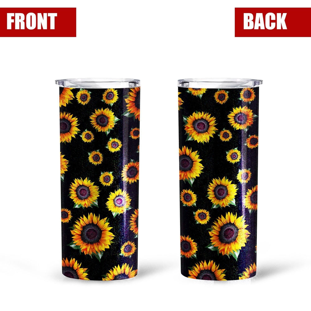 Pattern Sunflower Tall Glitter Tumbler - Gearcarcover - 1
