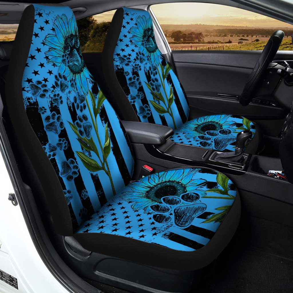 Paws Sunflower Car Seat Covers Custom US Flag Blue Car Accessories - Gearcarcover - 2