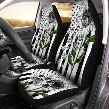 Paws Sunflower Car Seat Covers Custom White Car Accessories - Gearcarcover - 1