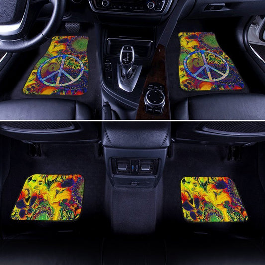 Peace Car Floor Mats Custom Love Peace Flower Car Accessories - Gearcarcover - 2