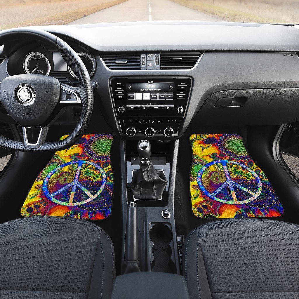 Peace Car Floor Mats Custom Love Peace Flower Car Accessories - Gearcarcover - 3