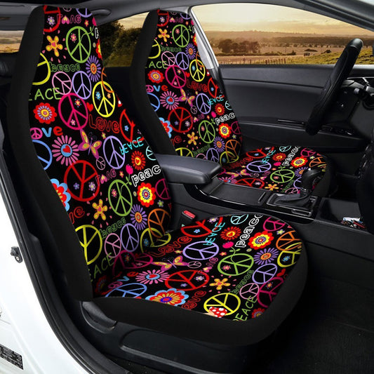 Peace Car Seat Covers Custom Love Peace Flower Car Accessories - Gearcarcover - 2