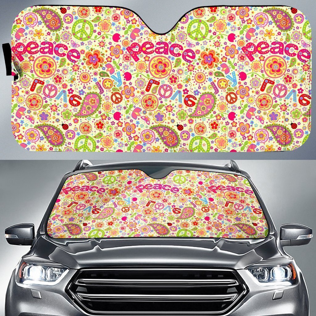 Peace Car Sunshade Custom Flower Peace Car Accessories - Gearcarcover - 1