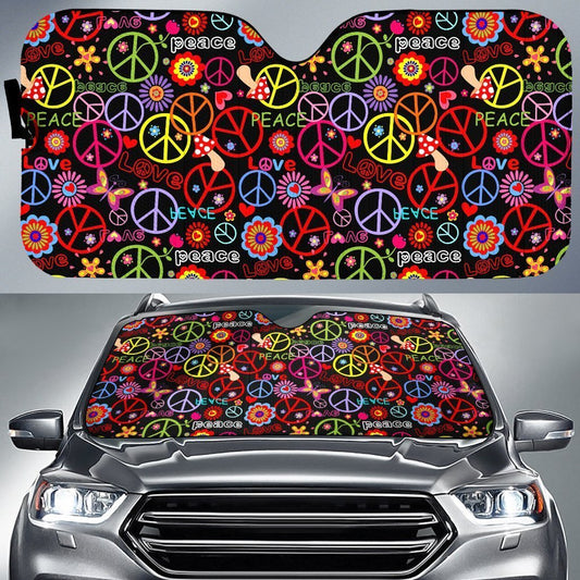 Peace Car Sunshade Custom Love Peace Flower Car Accessories - Gearcarcover - 1