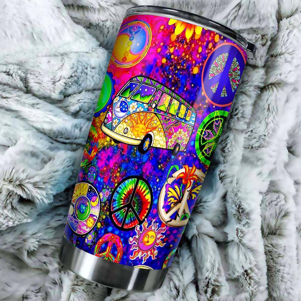 Peace Hippe Pattern Tumbler Stainless Steel Vacuum Insulated 20oz - Gearcarcover - 1