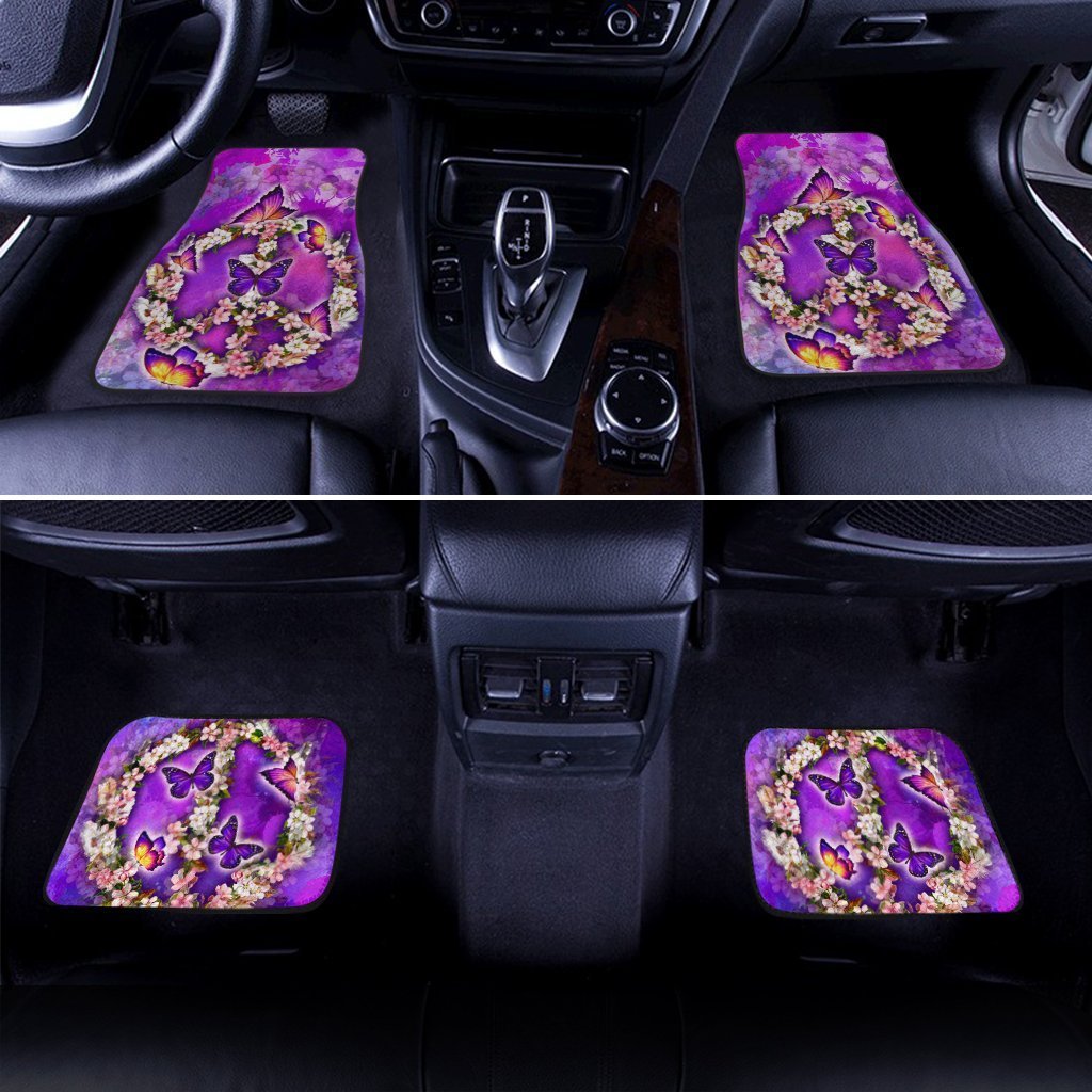Peace Sign Car Floor Mats Custom Flower Butterfly Car Accessories - Gearcarcover - 2